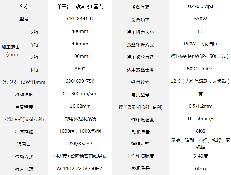 CKHX441-R單平臺(tái)自動(dòng)焊錫機(jī)器人